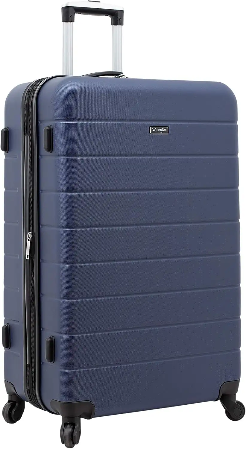Wrangler Smart Luggage Set with Cup Holder and USB Port, Navy Blue, 20-Inch Carry-On - 81JNgVwNa4L._AC_SL1500_